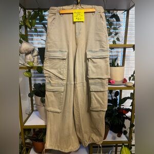 Madden Girl High Rise Tan & Blue Cargo Jeans